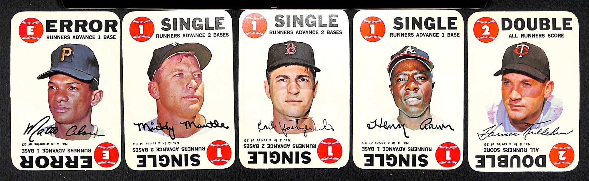 6 - 1968 Topps Game Card Complete Sets of 33 Cards w. Mantle in EX+ to Near Mint Condition